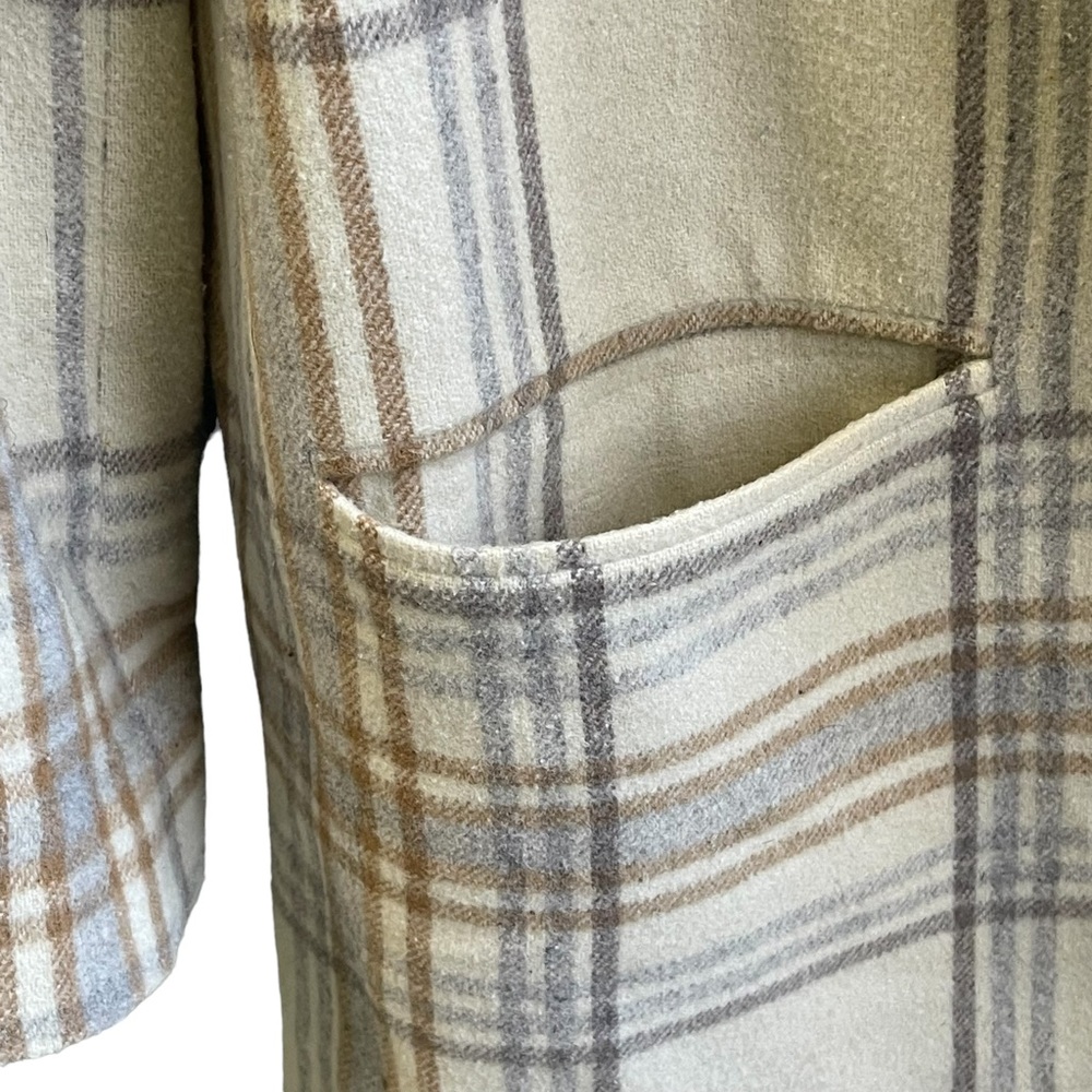 Vintage Tartan Plaid Wool Blend Blazer Boxy Preppy Structural Neutral Size L/XL - Picture 10 of 15